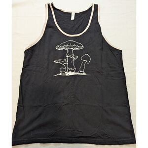 American Apparel Mushroom Graphic Ringer Tank Top Mens Unisex L USA Made